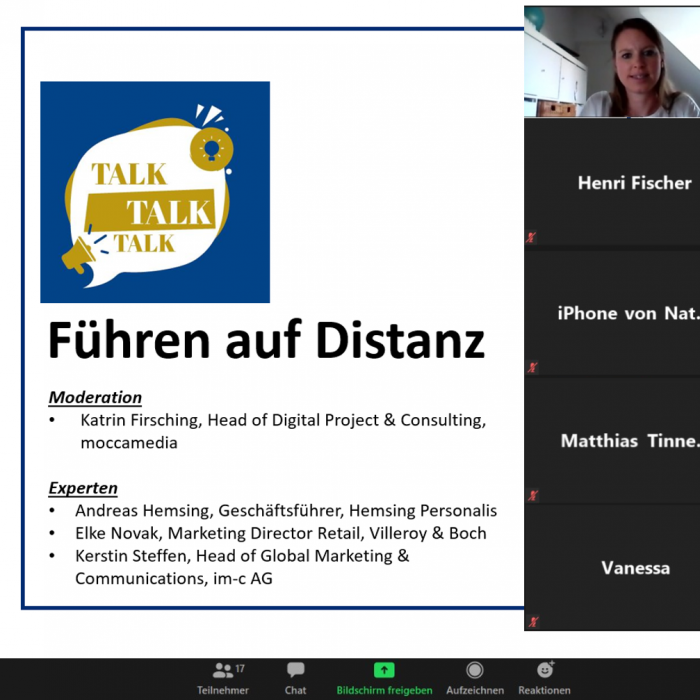 Katrin Firsching als Moderatorin zum Thema "Führen auf Distanz"